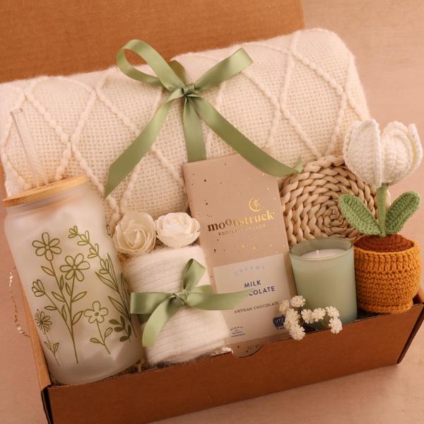 Hygge Gift Box with Blanket | Sending a Hug | Thinking of You Gift | Sympathy Gift Basket | Bereavement Gift | Encouragement Gift