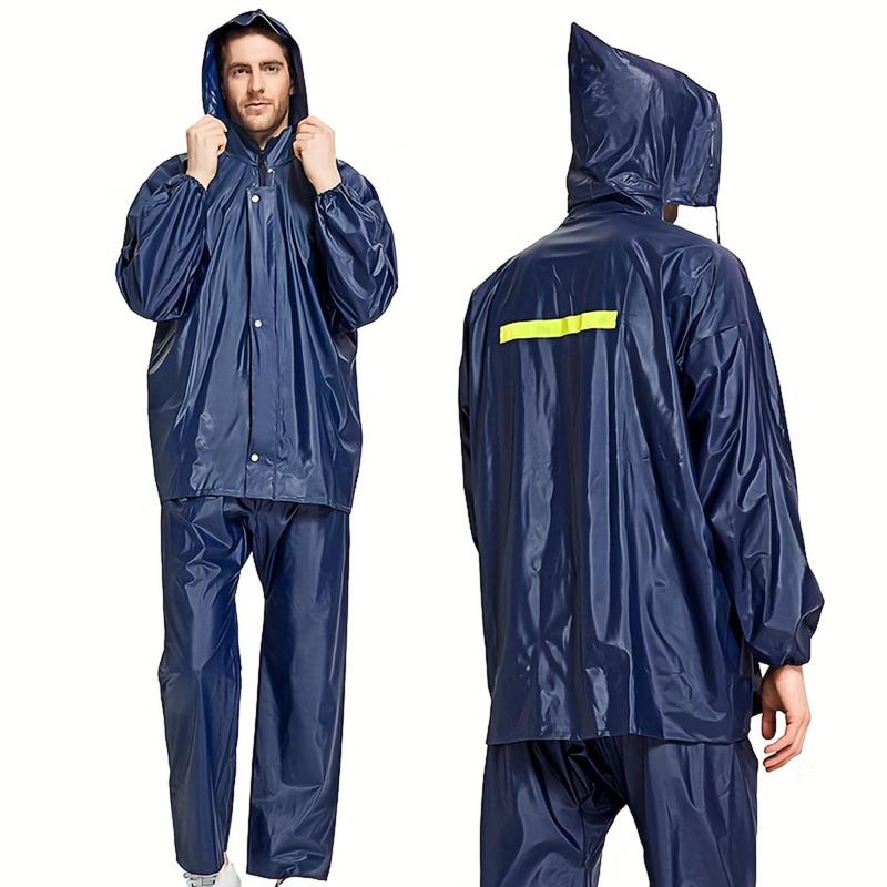 Raincoat & Pants Set, Windproof Waterproof Raincoat with Zipper, Outdoor Cycling Hiking Raincoat Set, High Stretch Thickened Split Raincoat Set for Adults