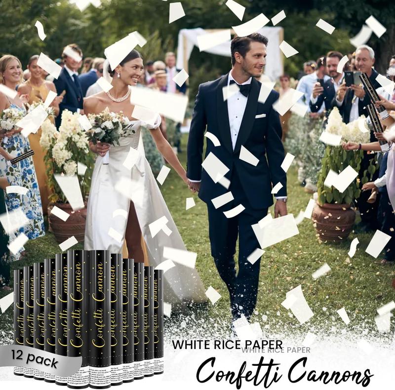 Confetti Cannon White Biodegradable Party Popper 12 Pack Rice Paper Party Poppers Confetti Shooters White Confetti Cannons for Wedding Graduation  Year Eve Celebration Christmas Birthday Party