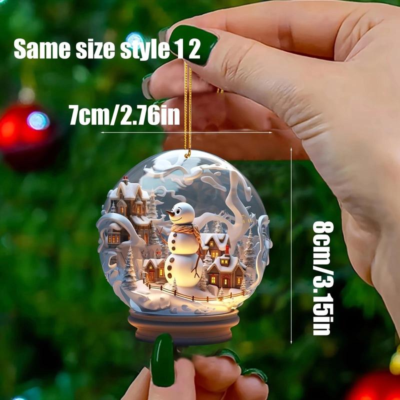 Christmas Snowman Pattern Acrylic Ball Ornament, 1 Count Snowman Decor Hanging Ball, Hanging Decoration for Home Party Festival, Home Decor