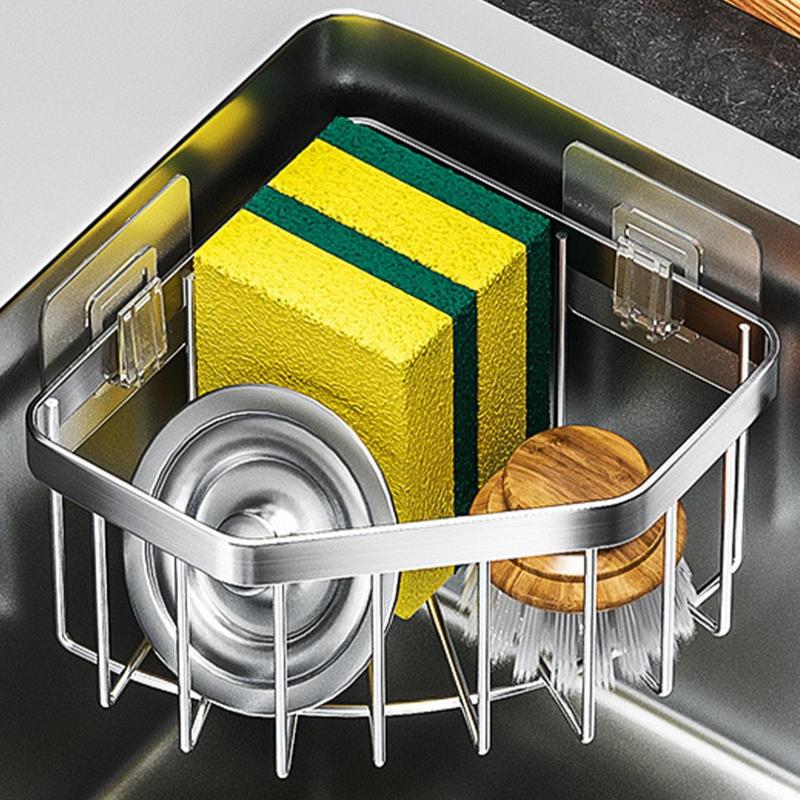 Stainless Steel Kitchen Sink Organizer, Hanging Drain Rack, Storage Rack for Cleaning Supplies, Towels and Scrubbers