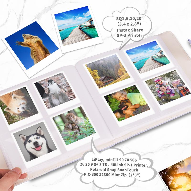 Phetium 256 Pockets Decor Photo Album for Fujifilm Instax Mini,Instax Square,Polaroid Camera,Album Book for Mini 12 11 9 8 7s 40 EVO 99 90 LiPlay,SQ1 SQ6 SQ40 SQ20 Instant Cameras,Link Printer