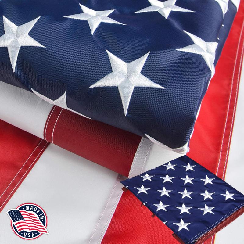 American Flag 3x5 FT Outdoor - USA Heavy duty US Flags with Embroidered Stars Banners Light Gift