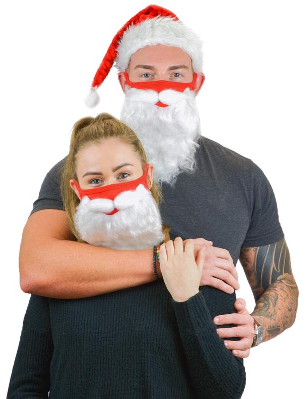 (2 Pack) Face Mask Funny Bearded Holiday Santa Costume for Adults for Christmas 2024 (One size fits all)