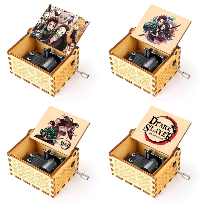 Anime Demon Slayer Wooden Music box ️Popular Gift Melody Hand Crank Ornaments