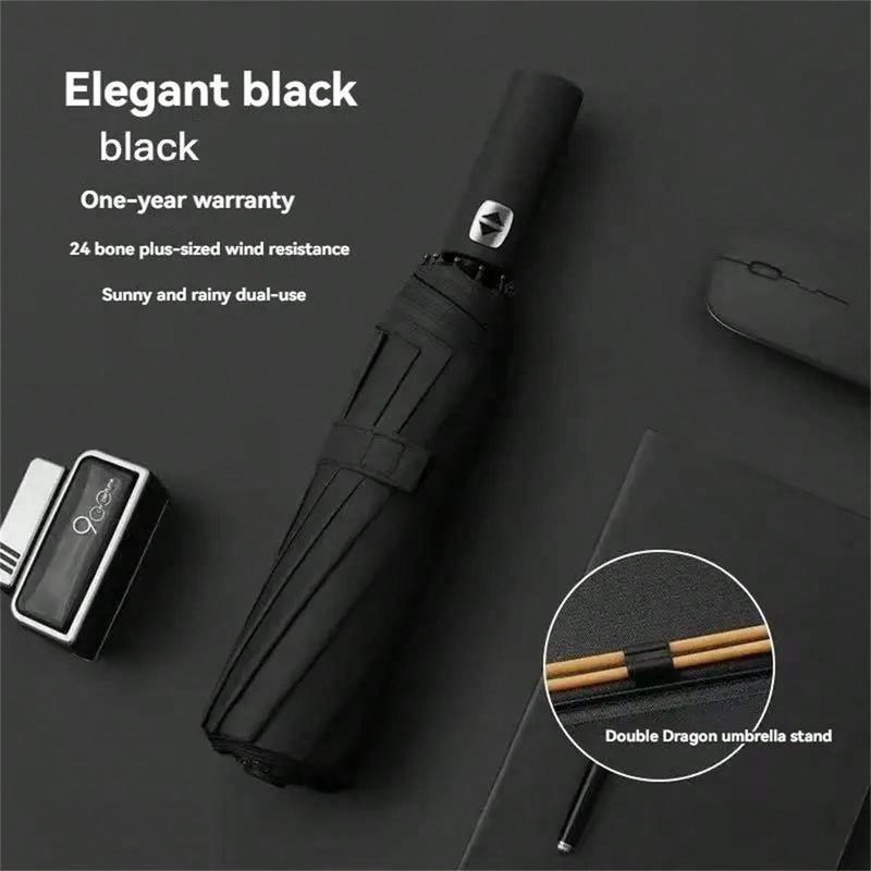 24-bone Fully Automatic Folding Umbrella, 1 Count Windproof & UV-proof Umbrella, Portable Umbrella for Business & Leisure