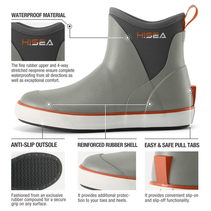 HISEA Women's Fishing & Deck Boot Ankle Short Rain Boots Waterproof Chelsea Boots Tuff Boots Comfortable Lightweight