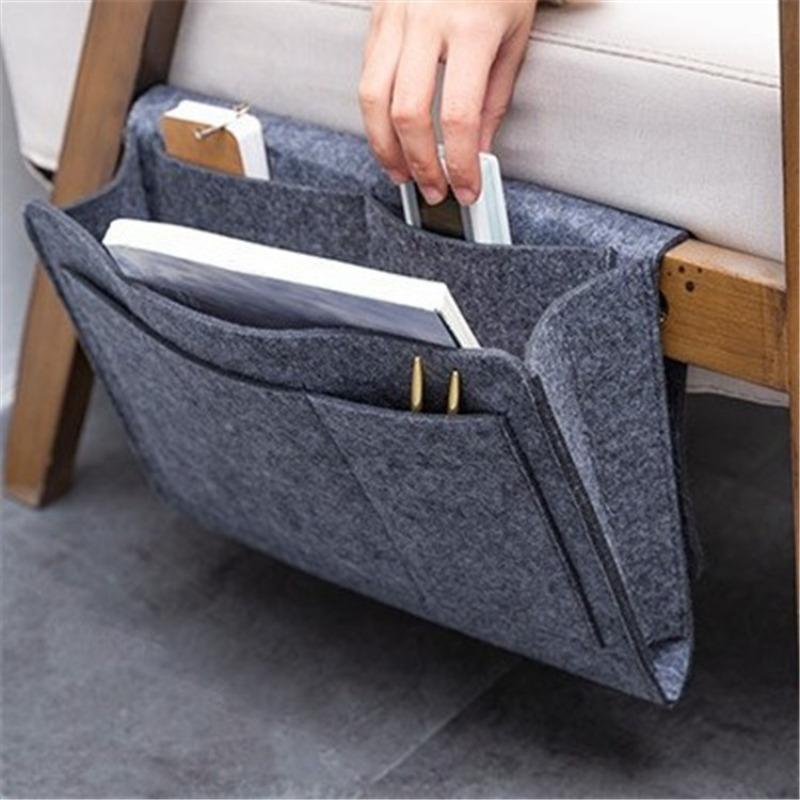 Felt Bedside Hanging Storage Bag, 1 Count Mobile Phone Remote Control Tissue Storage Bag, Bedside Book Storage Hanging Bag, Home Organizer for Bedroom