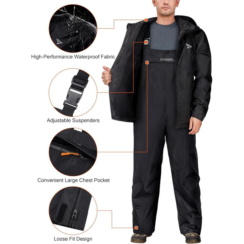 RODEEL Waterproof Jacket and Overalls Set, Waterproof Rain Jacket Bid Suit, Ultimate Protection for Outdoor Adventures 718