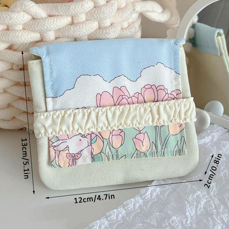 Cartoon Pattern Sanitary Napkin Storage Bag, 1 Count Large Capacity Sanitary Napkin Storage Bag, Portable Menstrual Pad Pouch for Indoor & Outdoor