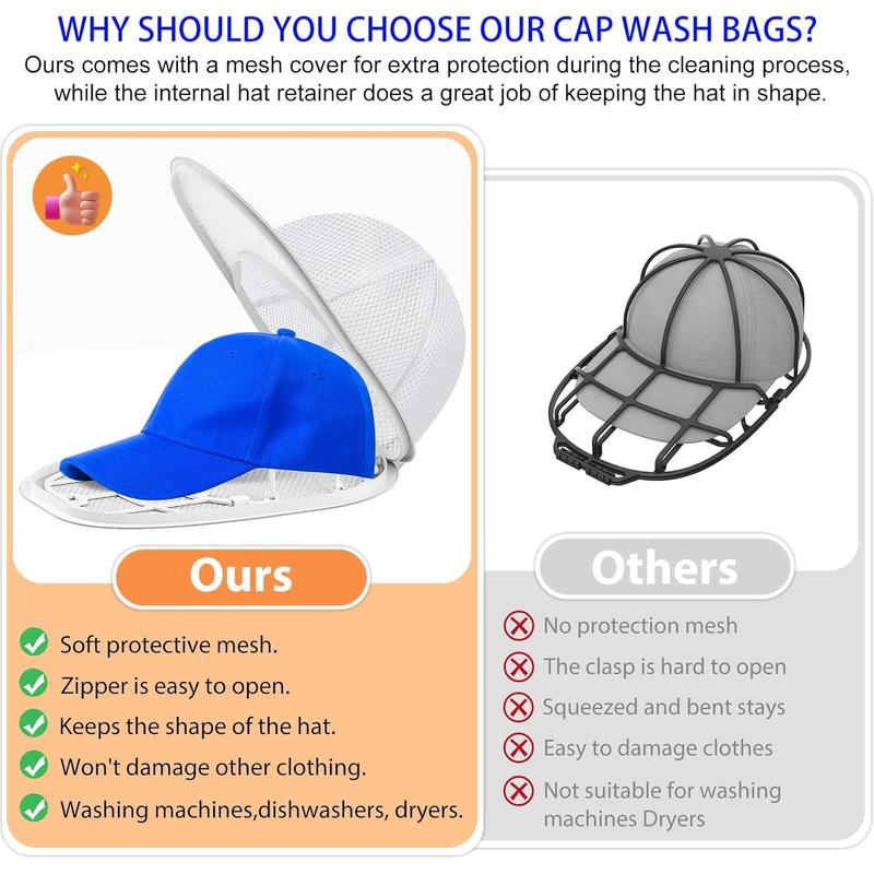 Hat Washer Cage Baseball Cap Washing Cage Hat Washer for Washing Machine - Keep Your Caps in Shape While Washing and Drying - Ideal for Adults and  Ball caps Accessories Laundry Mesh Cleaner