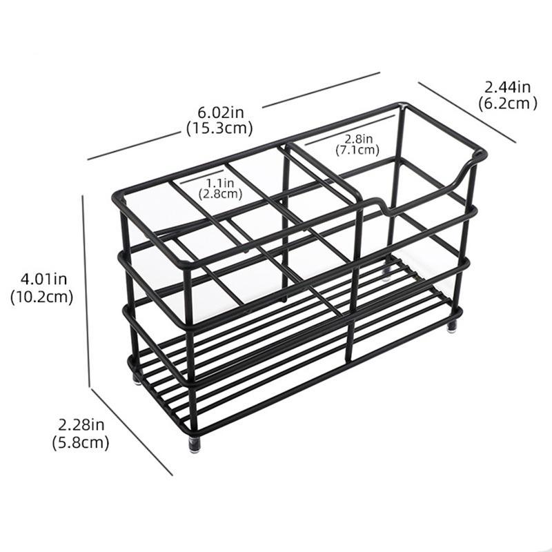 Stainless Steel Multi-grid Toothbrush Drain Holder, 1 Count Bathroom Accessories Wall Mounted Toothpaste Storage Rack, Bathroom Organizer Supplies, Summer Essentials, Home Accessories