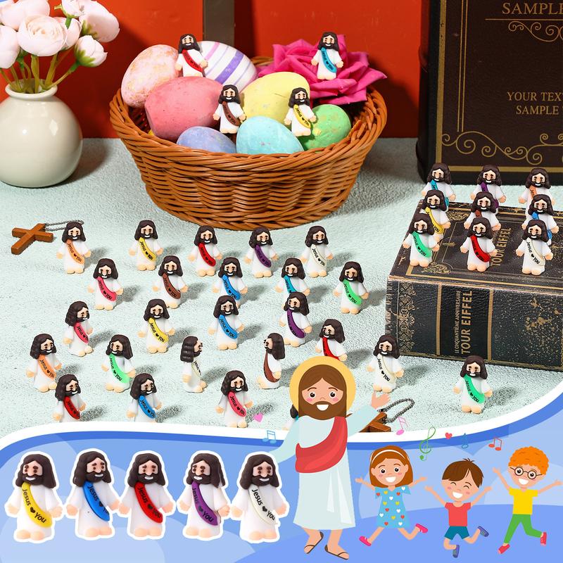 Mini Jesus Figures 50 Pcs Little Jesus Figures with Slogan Jesus love You Mini Jesus Statue to Hide and Seek Religious Christmas Christian Baptism Gifts