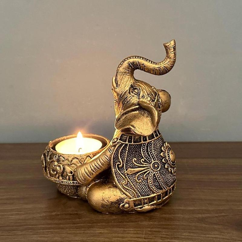 Elephant Design Candle Holder, 1 Count Vintage Animal Candle Holder, Desktop Decoration for Home Bedroom, Home Decor Supplies