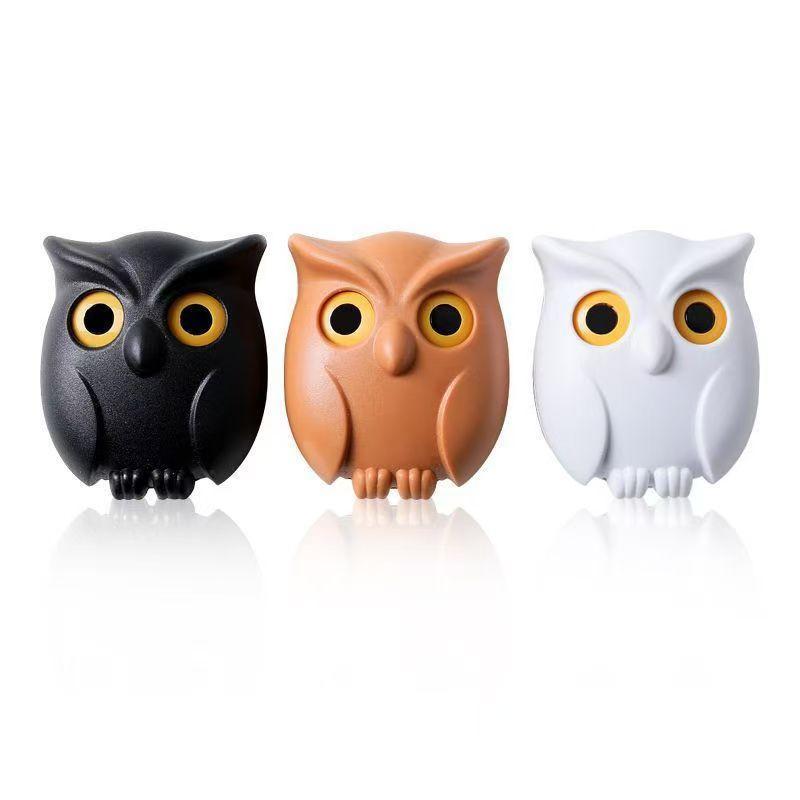 Magnetic Owl Design Key Hook, 3 Counts Cute Magnetic Key Holder, Punch Free Magnetic Wall Hook, Home Organizer for Kitchen Bathroom Office