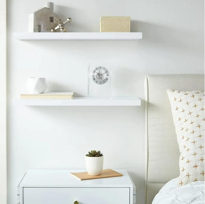 23 inch Wood Floating Shelves Wall Mounted Shelves, White, Set of 2 Decor Decorative