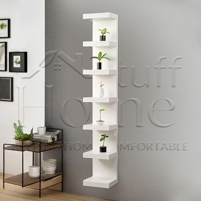 Wall shelf unit, 11 3 4x74 3 4,Use fixing devices suitable for the walls in your home. (White with LED Light)