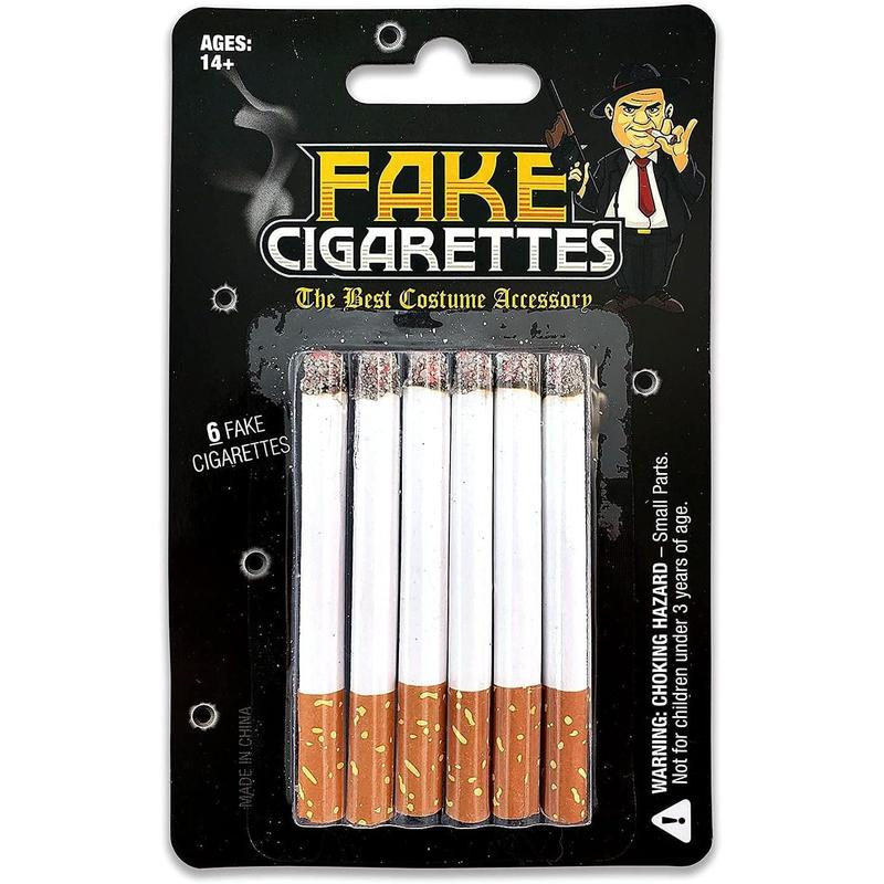 Fake Cigarettes (Pack of 6) - Realistic Movie, Stage & Costume Theatre Props - Harmless Fake Cigs for Dress Up, Halloween, Gangster or White Trash Party - Artificial No Puff Cig for Cigarette Holder