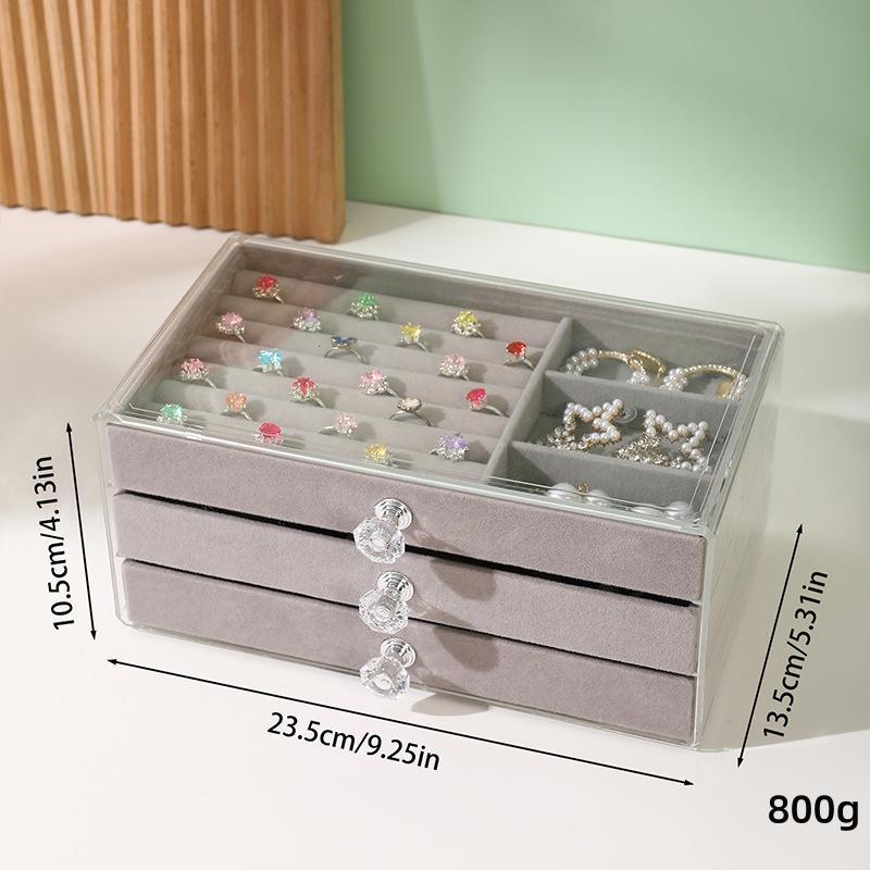 Jewelry Storage Box, 1 Count Multi-grid Jewelry Organizer, Transparent Frame Jewelry Display Box, Home Organizer for Earrings Necklace Bracelet