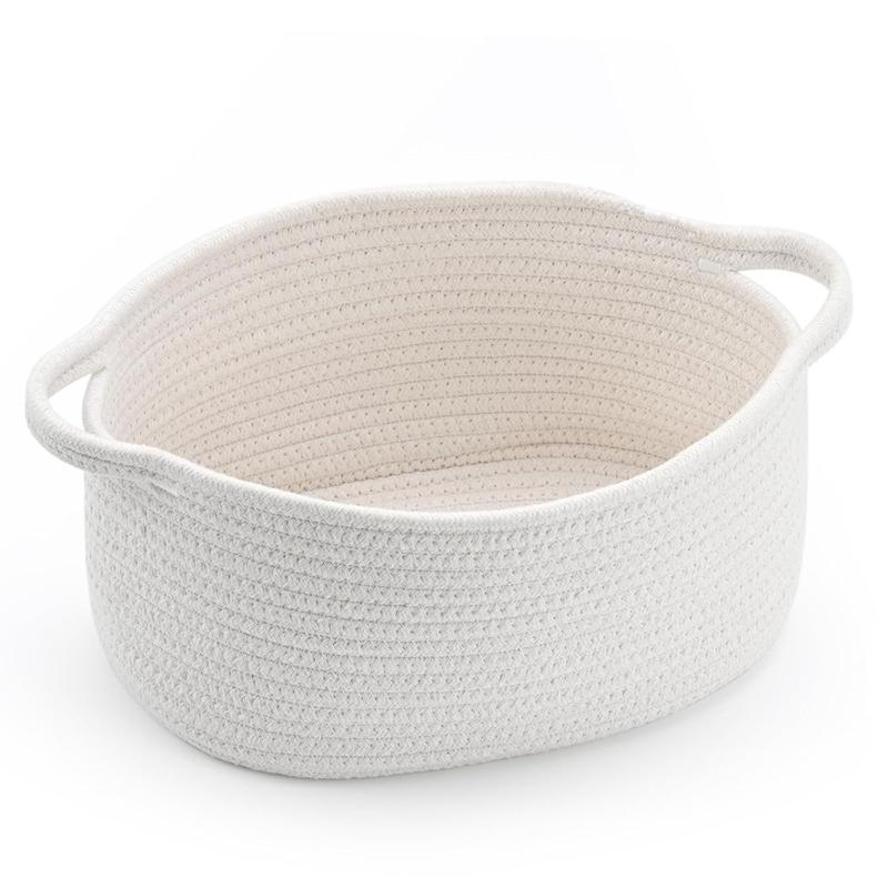 Cute Woven Storage Basket with Handle, Container for Gifts Empty, Decorative Organizer Bins Box