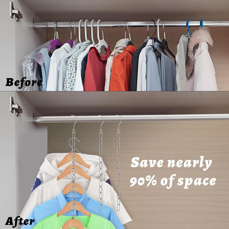 Stainless Steel Clothes Hanger Connector Chain, Cascading Hangers Chain, Space Saving Hanger Chain, Closet Storage & Organization