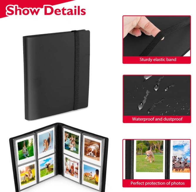 160 Pockets Photo Album with Colorful Stickers for Fujifilm Instax Mini LiPlay EVO Polaroid Snap SnapTouch PIC-300 Z2300 Mint Zip Instant Camera Printer (Black)