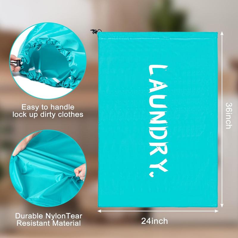 2 Pack XL Travel Laundry Bag, Machine Washable Dirty Clothes Organizer with Drawstring,Large Enough to Hold 4 Loads of Laundry, Easy Fit a Laundry Hamper or Basket Travel Essentials 24