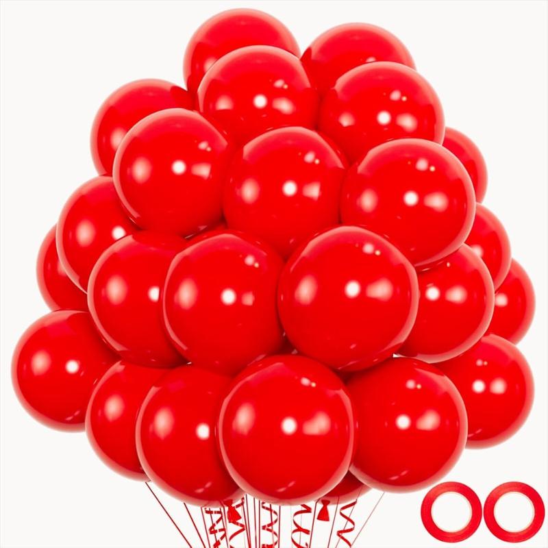 100 pack Red Balloons, 12 inch Red Latex Party Balloons for Like Birthday Party,Wedding, Anniversary, Christmas Party Decoration(with Red Ribbon)