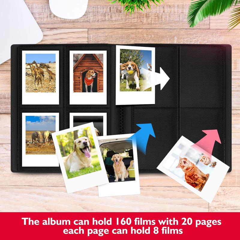 160 Pockets Photo Album with Colorful Stickers for Fujifilm Instax Mini LiPlay EVO Polaroid Snap SnapTouch PIC-300 Z2300 Mint Zip Instant Camera Printer (Black)