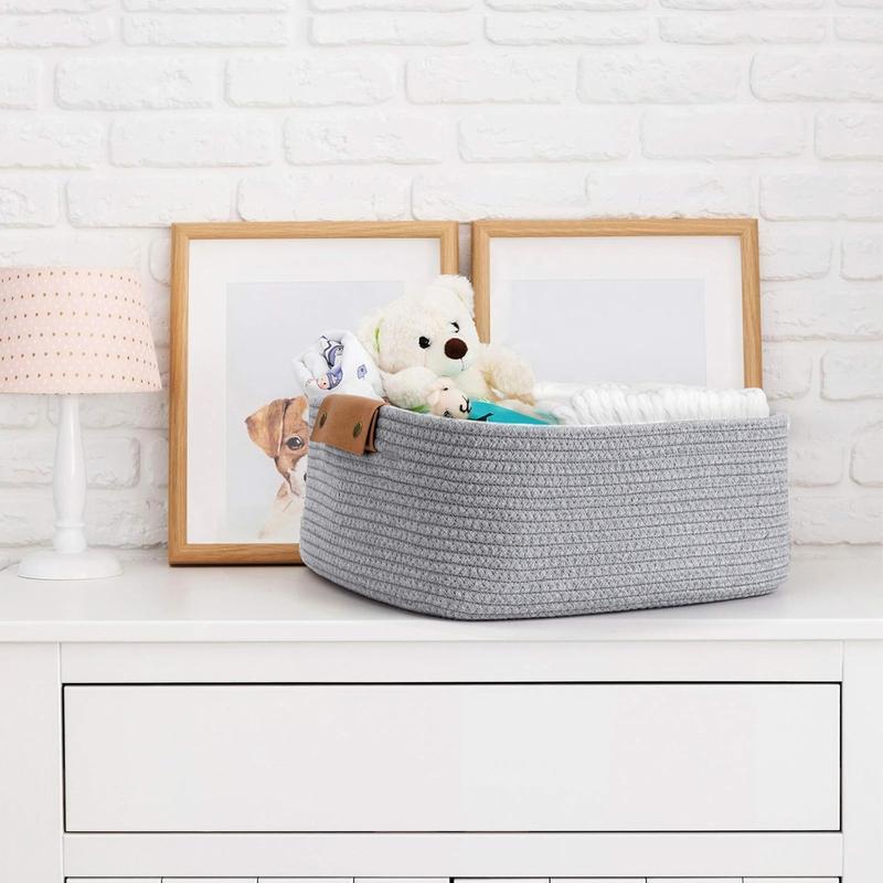 Square Storage Basket, 1 Count Desktop Woven Linen Sundries Storage Basket, Household Storage Organizer for Bedroom, Laundry Room, Closet, Living Room, Home Organizer