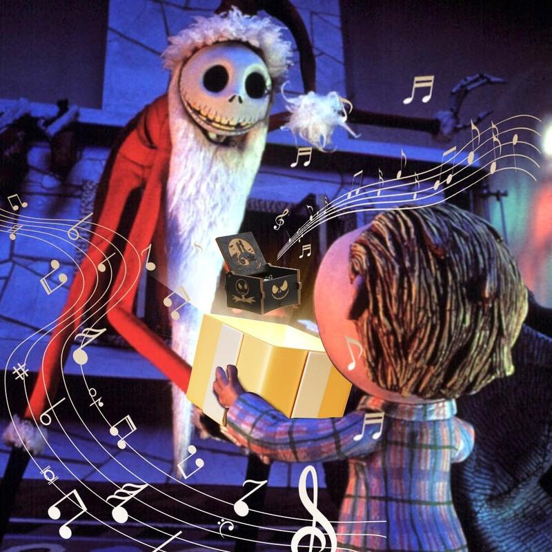 The Nightmare Before Christmas Music Box - Engraved Mini Wood Music Box Gift, Melody This is Halloween, Home Decor for Halloween Thanksgiving Christmas