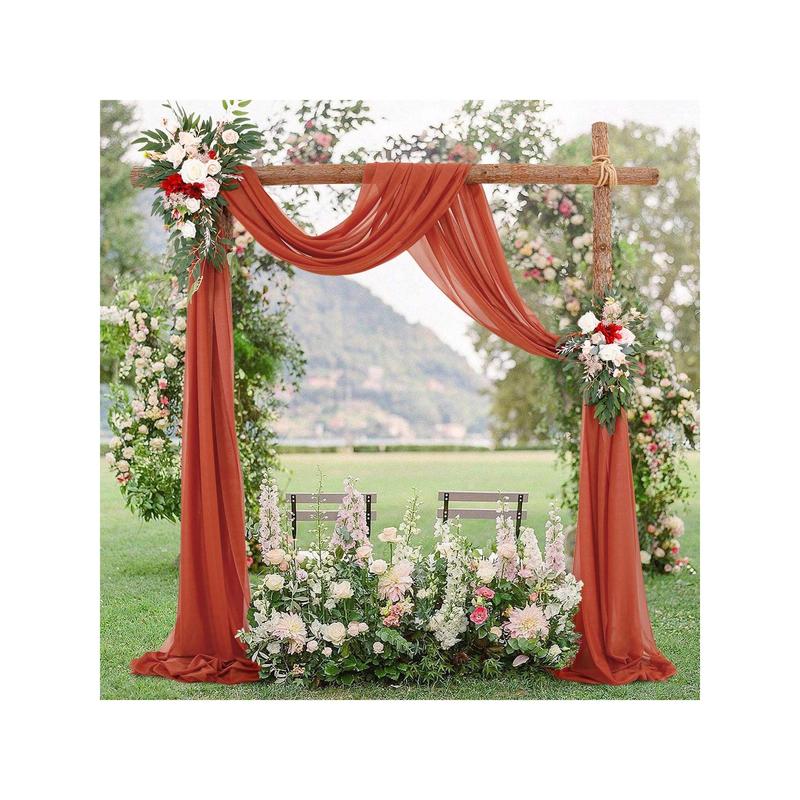 1pc Elegant Sheer Wedding Arch Background Curtain Indoor And Outdoor Decoration