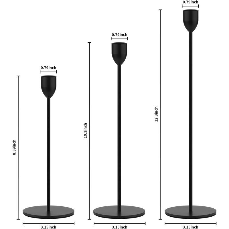 Charming Black Taper Candle Holders - 6PCS Candlestick Holders, Candle Sticks Holder Decor for Pillar Candle, Candlesticks Centerpiece Wedding Table Decor, Fit 3 4