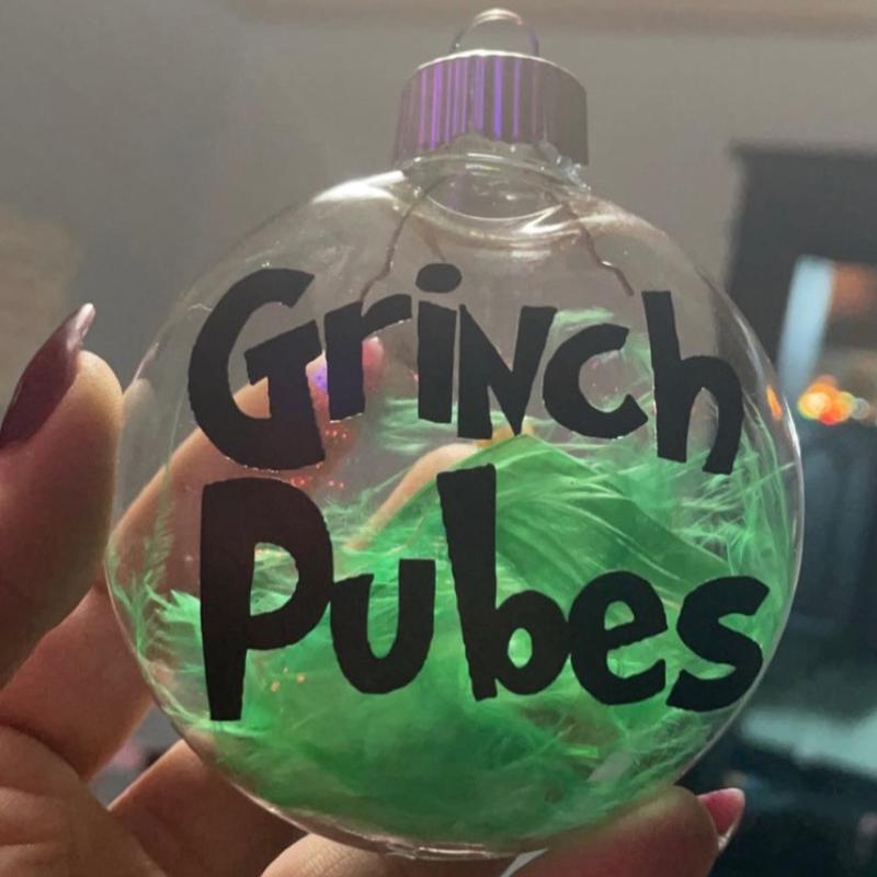 Grinch Pubes Christmas Ornament Shatterproof