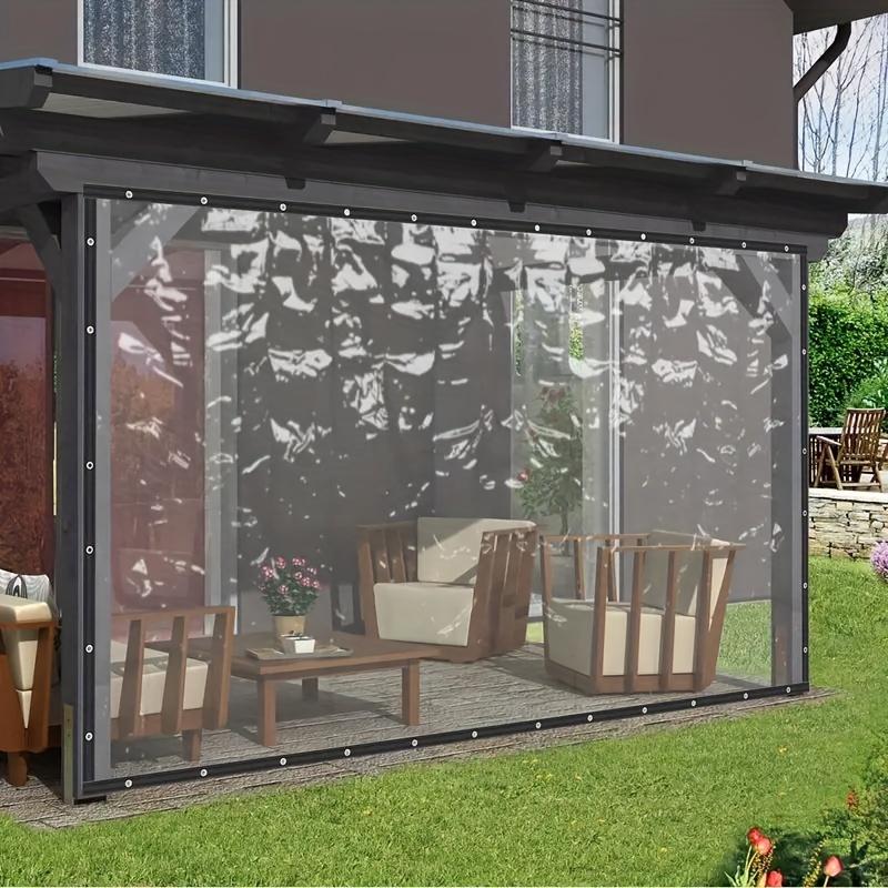 1Pcs Heavy-Duty Transparent Waterproof Tarp VANDHAM with Eyelets (130G M, 0.14mm) + 5m Rope - All-Weather Insulation for Patio, Balcony, Garden Furniture, Car, Boat, Camping & Firewood