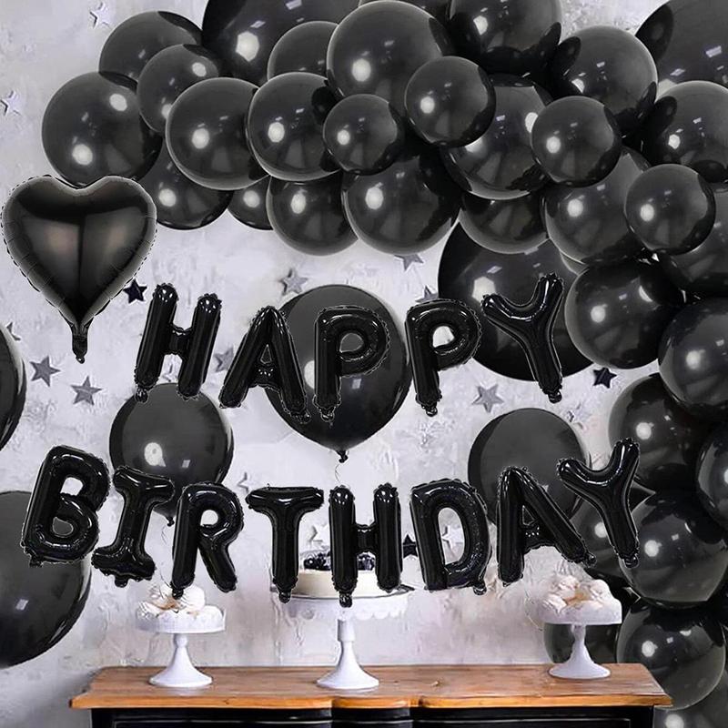 Happy Birthday Decoration Balloon (26pcs set), Black Balloon, Party Balloon, Birthday Balloon, Festive & Party Supplies