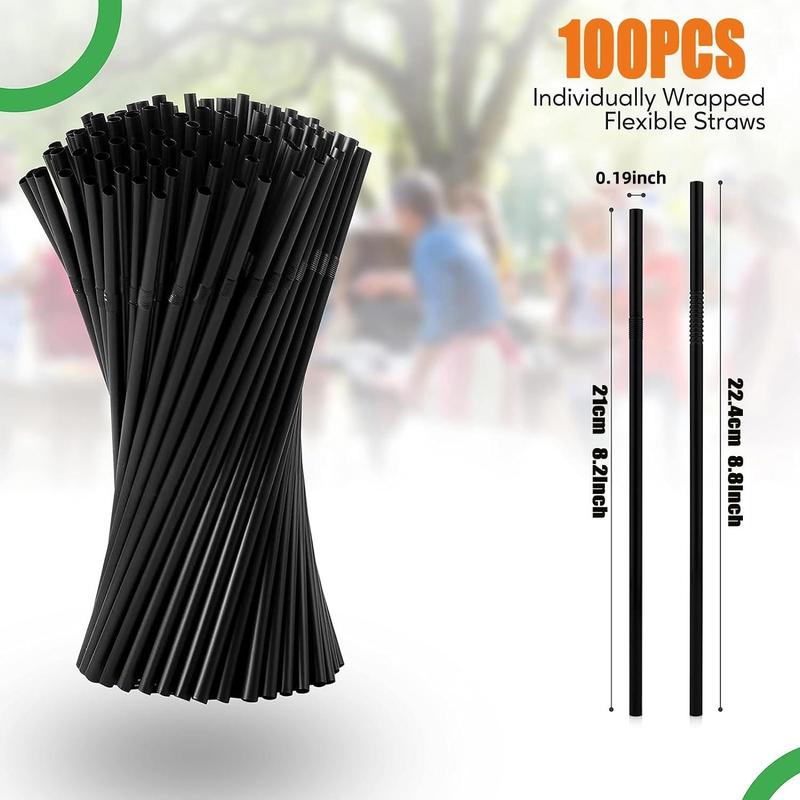 Christmas Plastic Retractable Drinking Straw, 100pcs Disposable Flexible Drinking Straw, Drinking Straw for Party