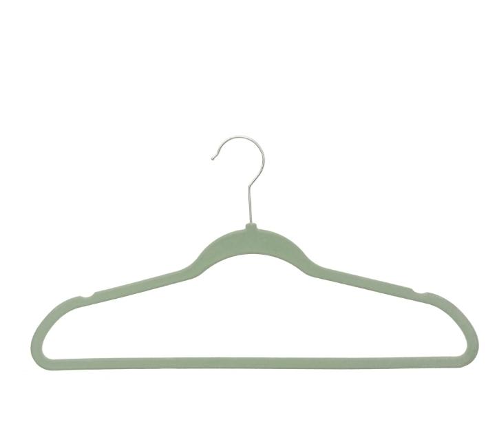 Velvet Adult Clothing Hangers, 100 Pack, Green, Non-Slip, Space Saving Organiser Hook