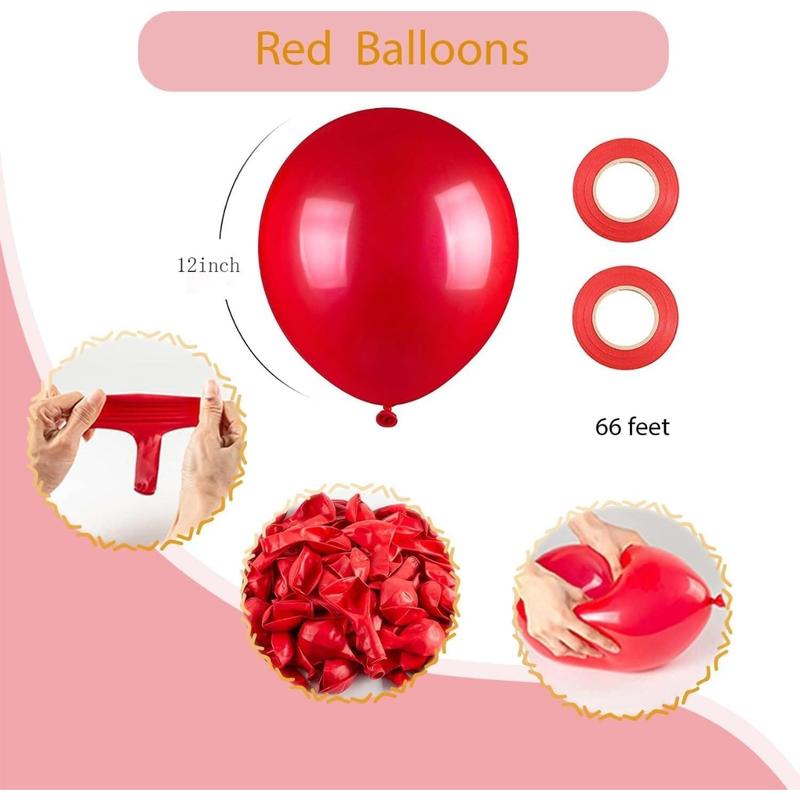 100 pack Red Balloons, 12 inch Red Latex Party Balloons for Like Birthday Party,Wedding, Anniversary, Christmas Party Decoration(with Red Ribbon)