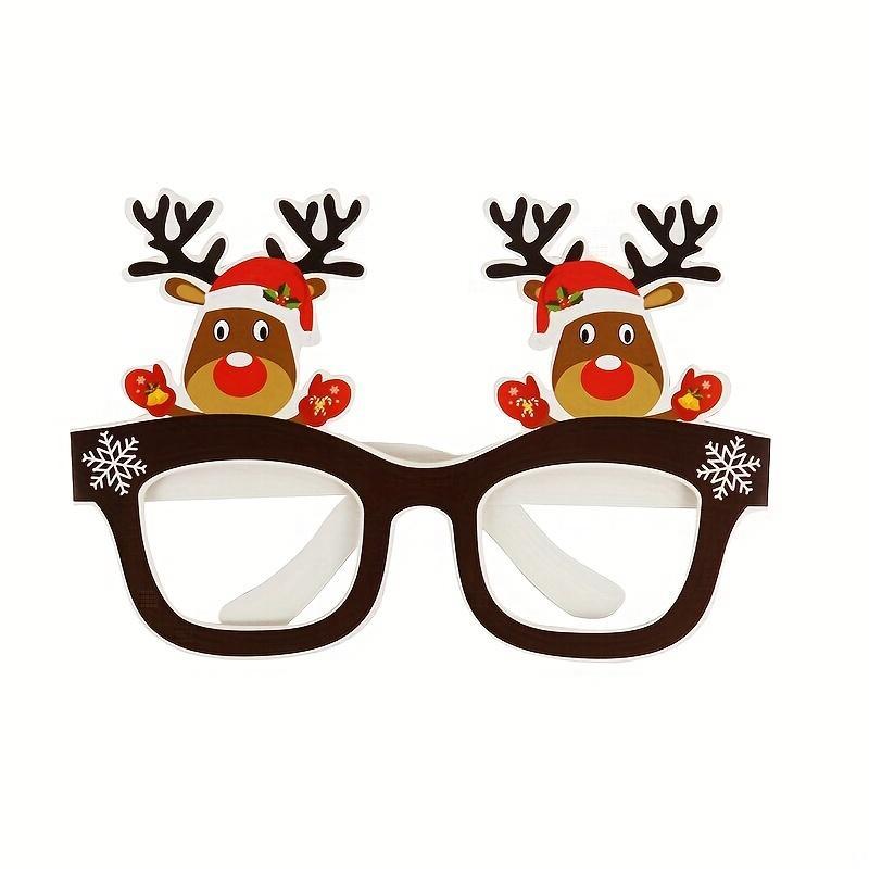 Christmas Themed Paper Glasses, 9 Pairs Cute Santa Claus & Reindeer & Christmas Tree Design Glasses, Party Decoration Supplies for Home & Outdoor