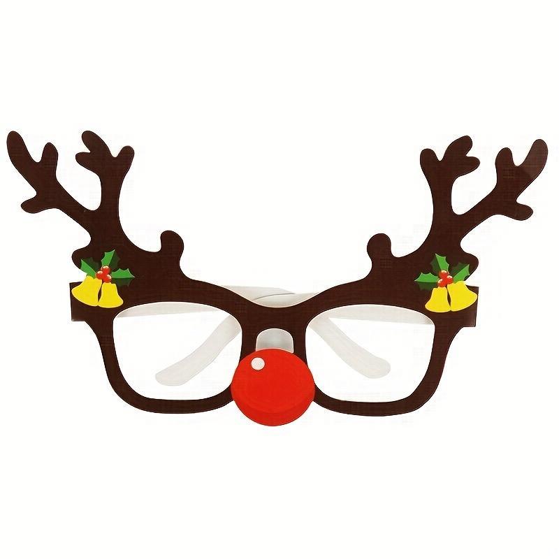 Christmas Themed Paper Glasses, 9 Pairs Cute Santa Claus & Reindeer & Christmas Tree Design Glasses, Party Decoration Supplies for Home & Outdoor