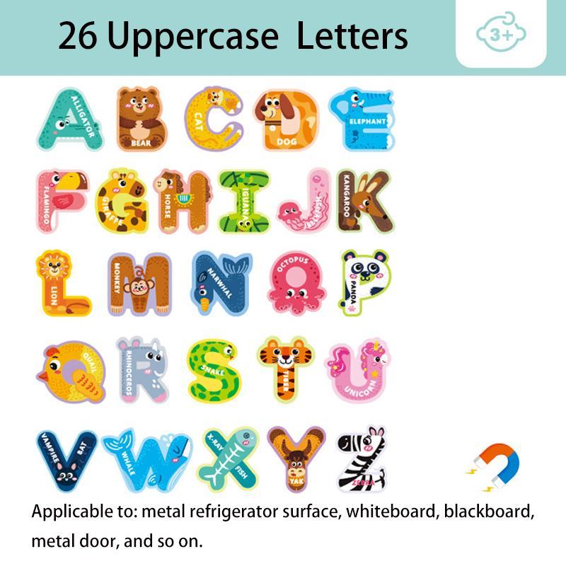 Animal Pattern Magnetic Letters, 26pcs set Cute Magnetic Alphabet Sticker, Creative Toy & Decoration for Home Kitchen Dormitory School