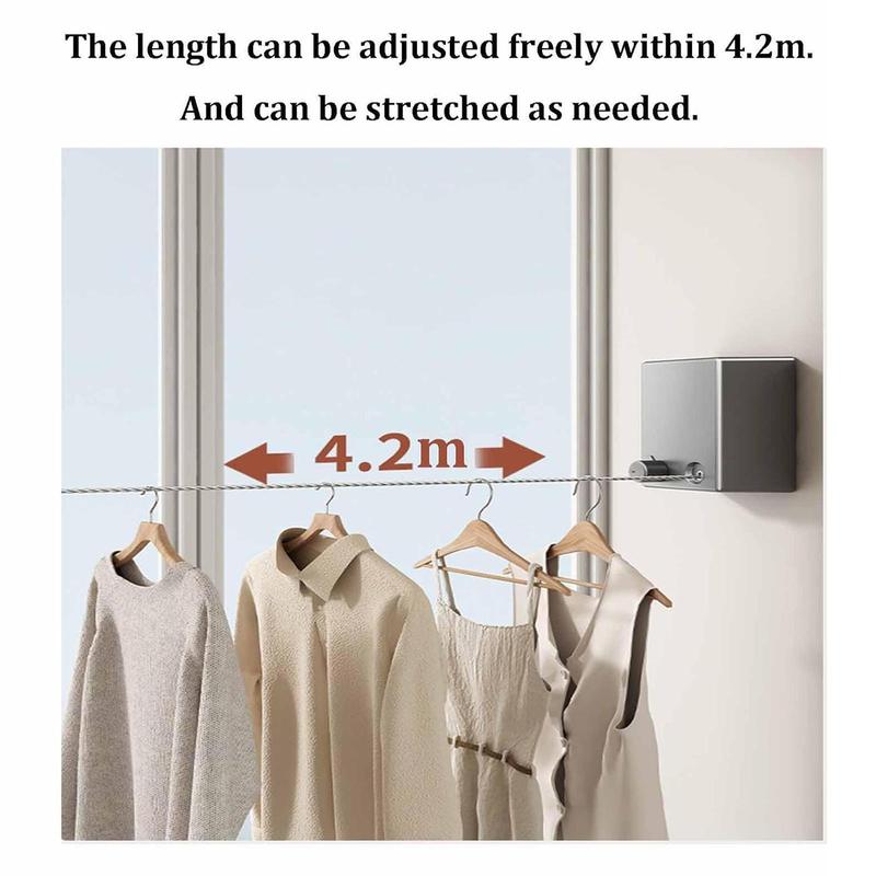 Stainless Steel Clothesline, Retractable Clothes Drying Rack, Clothesline for Balcony, Indoor, Outdoor, Laundry Tools & Accessories