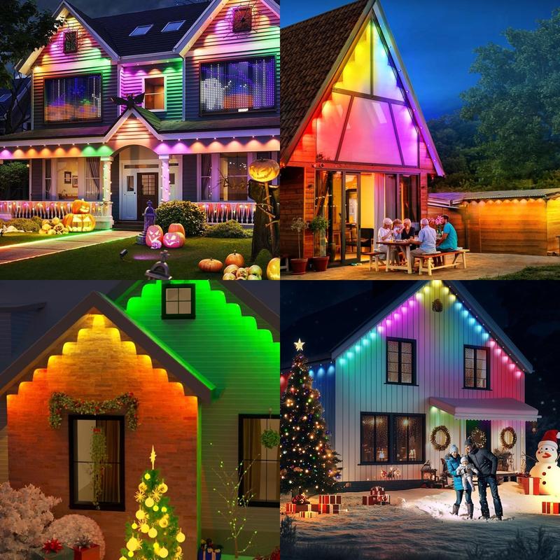 Christmas Outdoor Decorative Light, RGB Smart Rainbow LED Light, IP67 Waterproof Atmosphere Light Suitable for House Outdoor, Holiday Decor, Christmas Decoration