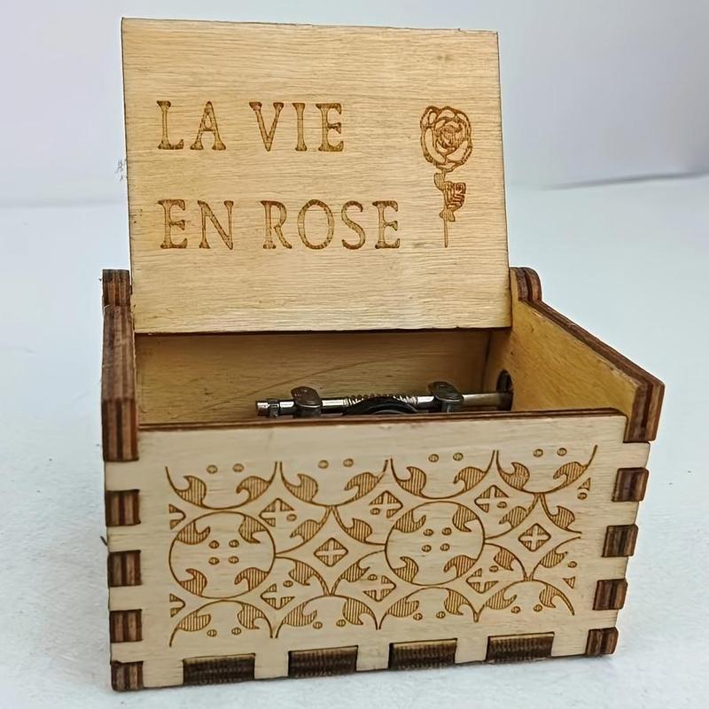 Wooden Music Box, 1 Count Vintage Engraved Music Box, Home Decor Ornament, Gift for Lover, Boyfriend, Girlfriend, Husband, Wife