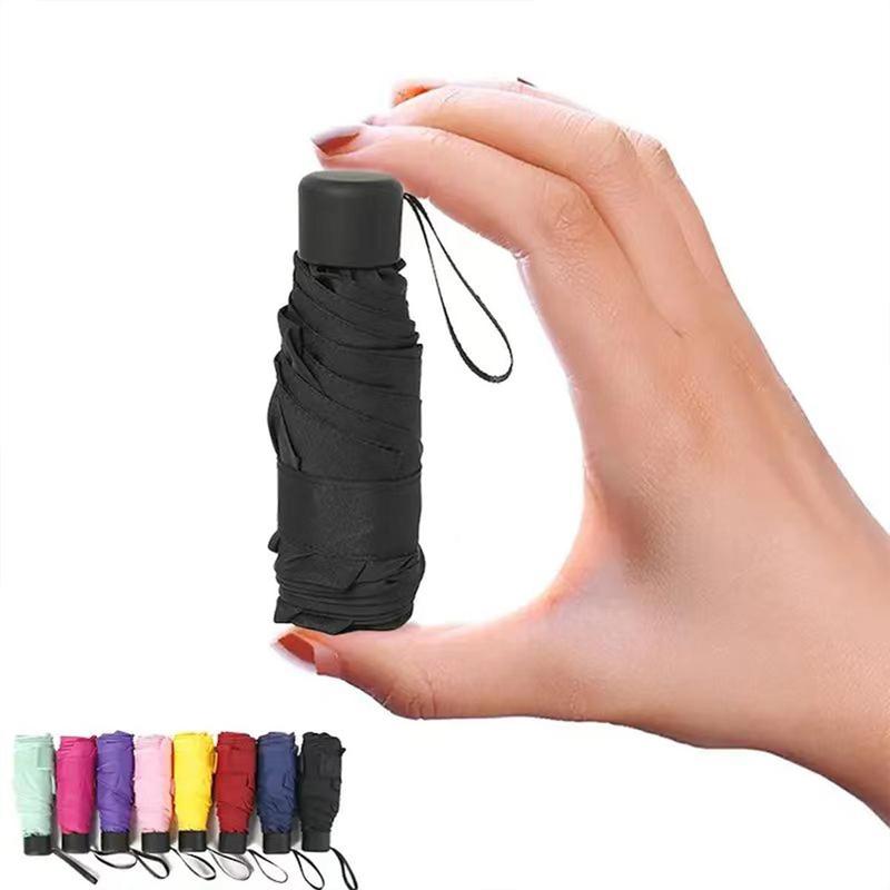 Portable Folding Umbrella, 1 Count Manual 6 Rib Mini Umbrella, Sun & Rain Dual-use Umbrella for Outdoor Camping Travel