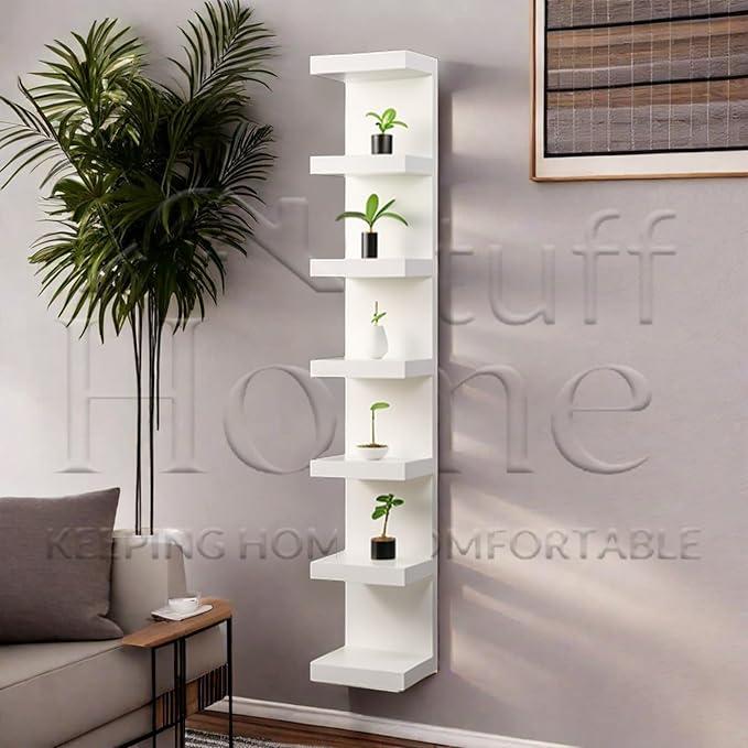 Wall shelf unit, 11 3 4x74 3 4,Use fixing devices suitable for the walls in your home. (White with LED Light)