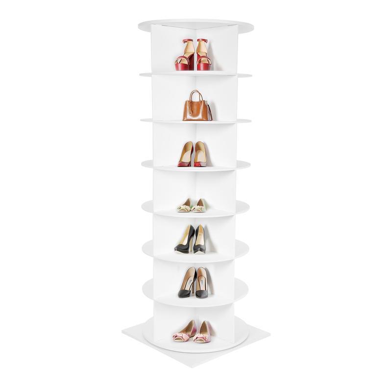 360° Rotating Shoe Rack Tower Spinning Shoe Display  Revolving Round Carousel Shoe Storage Organizer for Vertical Handbag Shoe Closet