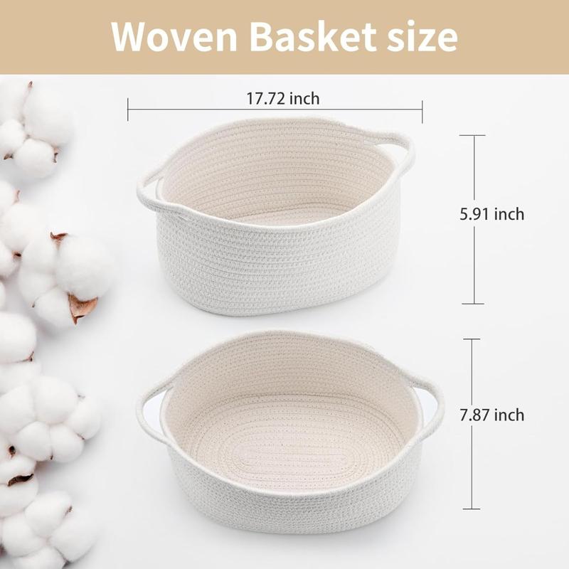 Cute Woven Storage Basket with Handle, Container for Gifts Empty, Decorative Organizer Bins Box