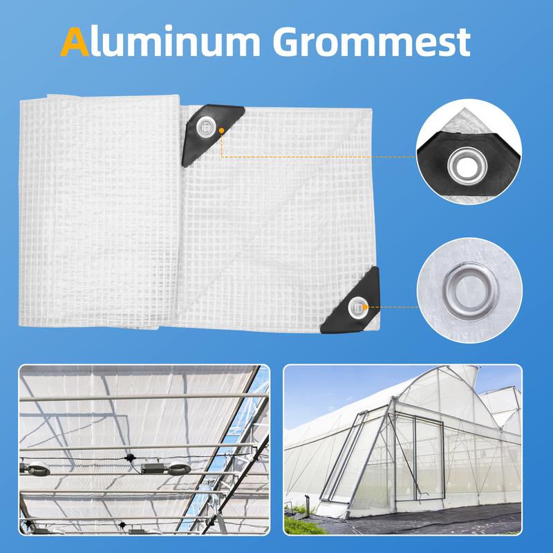 Clear Greenhouse Plastic Covering, 14 Mil Clear Waterproof Cover, UV Resistant Poly Tarp with Grommets, Superior Strength Film Plastic Sheeting for Canopy, Farming Cloth